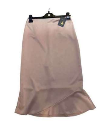 Jupe longue satin rose poudré